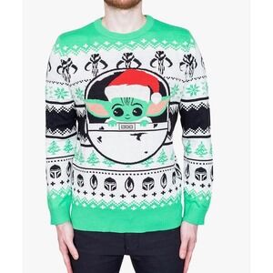 Star Wars Mandalorian Grogu Baby Yoda Ugly‎ Christmas Sweater Mens Size Large
